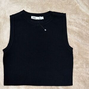 Zara Black Sleeveless Crop Top